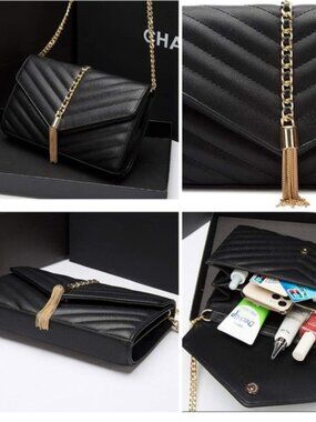 Black Quilted Chain Shoulder Bag forever 21 -GREAT CONDITION